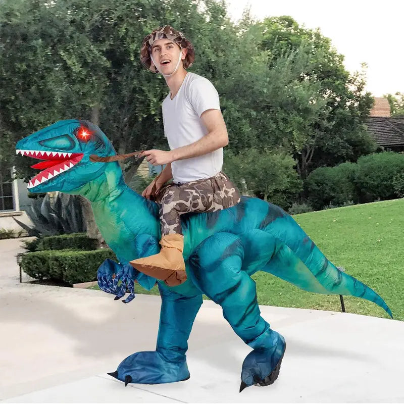 Inflatable Dinosaur Costume for Halloween - Realistic Design with Red Glowing Eyes - Clothing, Menswear