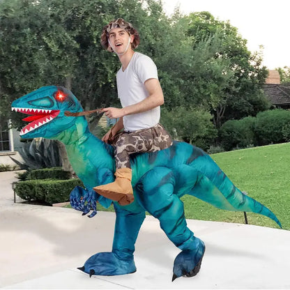 Inflatable Dinosaur Costume for Halloween - Realistic Design with Red Glowing Eyes - Clothing, Menswear