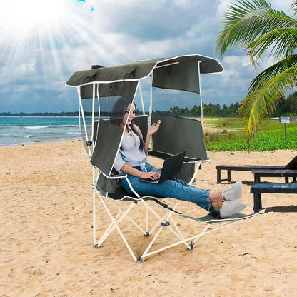 Comfortable chair with sunshade canopy