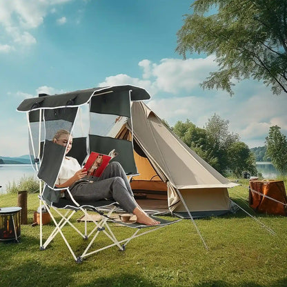 Comfortable chair with sunshade canopy