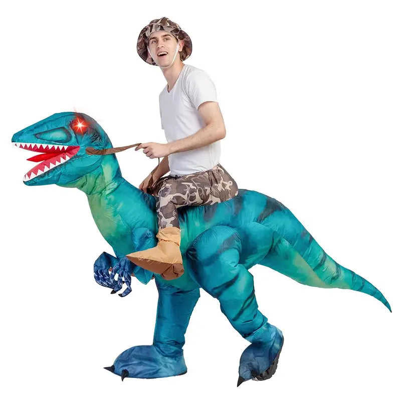 Inflatable Dinosaur Costume for Halloween - Realistic Design with Red Glowing Eyes - Clothing, Menswear