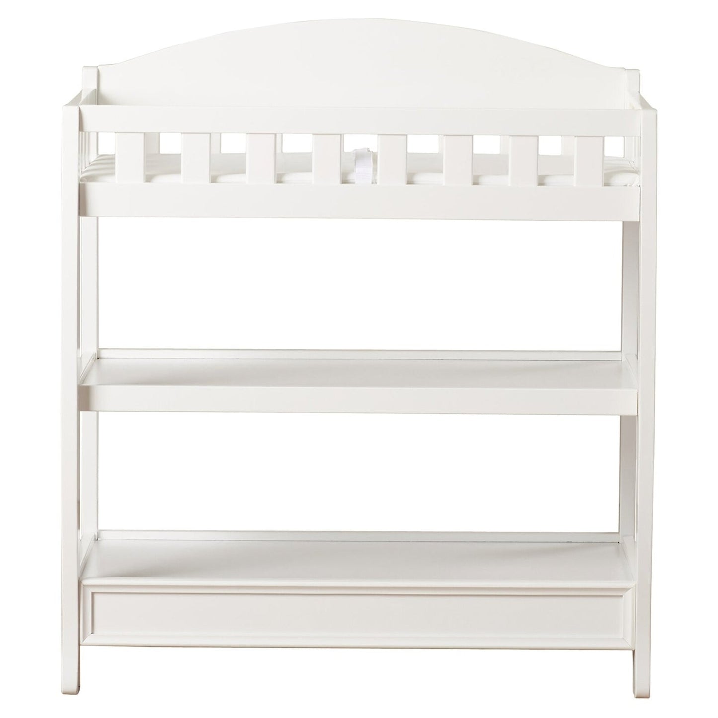 Table à langer en bois blanc moderne avec barrière de sécurité, matelas et sangle